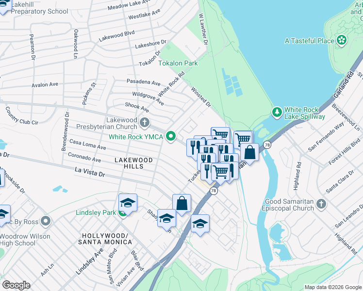 map of restaurants, bars, coffee shops, grocery stores, and more near 7130 Gaston Avenue in Dallas