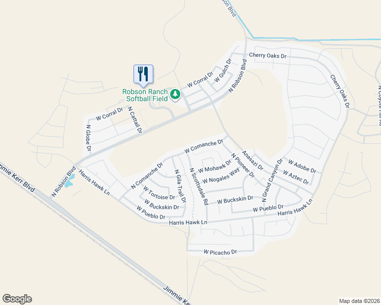 map of restaurants, bars, coffee shops, grocery stores, and more near 4960 West Comanche Drive in Eloy