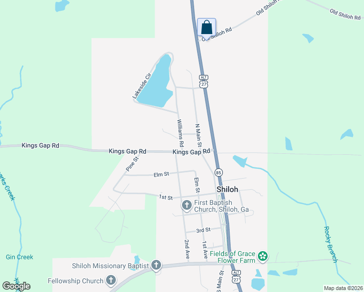 map of restaurants, bars, coffee shops, grocery stores, and more near 27 Williams Road in Shiloh
