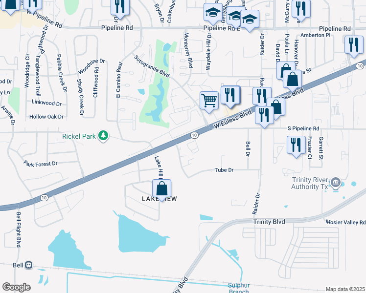 map of restaurants, bars, coffee shops, grocery stores, and more near 1814 Sotogrande Boulevard in Hurst