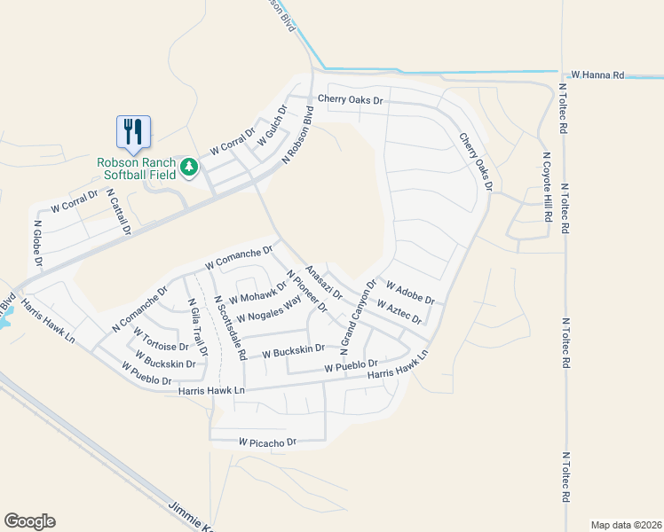 map of restaurants, bars, coffee shops, grocery stores, and more near 4662 West Aztec Drive in Eloy