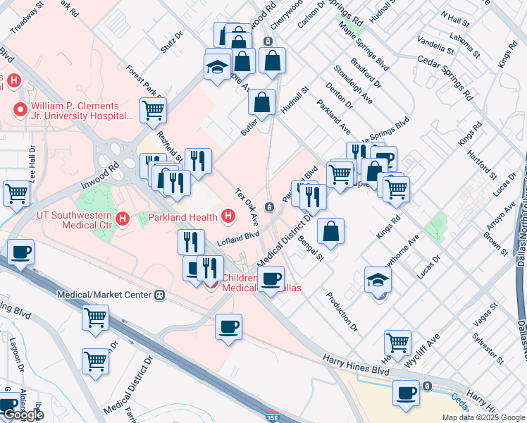 map of restaurants, bars, coffee shops, grocery stores, and more near 5184 Tex Oak Avenue in Dallas