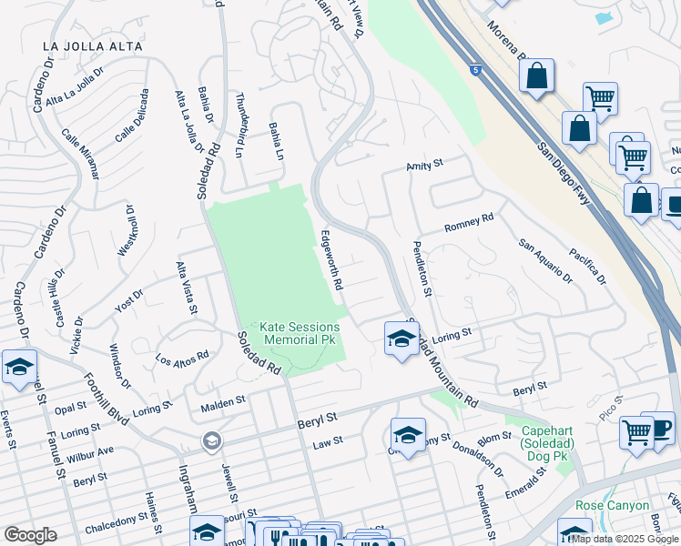 map of restaurants, bars, coffee shops, grocery stores, and more near 2105 Harbour Heights Road in San Diego