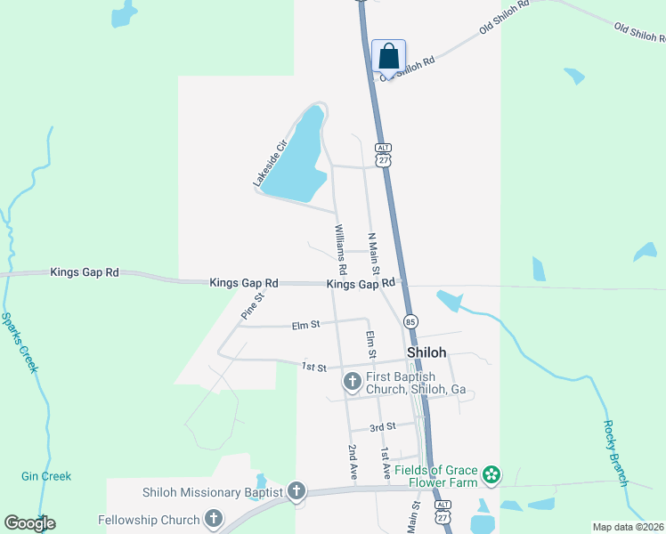 map of restaurants, bars, coffee shops, grocery stores, and more near 27 Williams Road in Shiloh