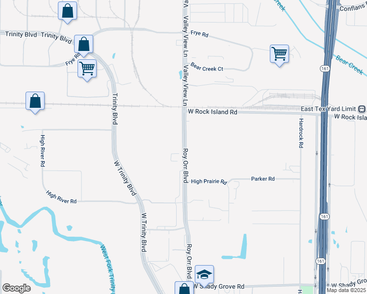 map of restaurants, bars, coffee shops, grocery stores, and more near 3550 Roy Orr Boulevard in Grand Prairie
