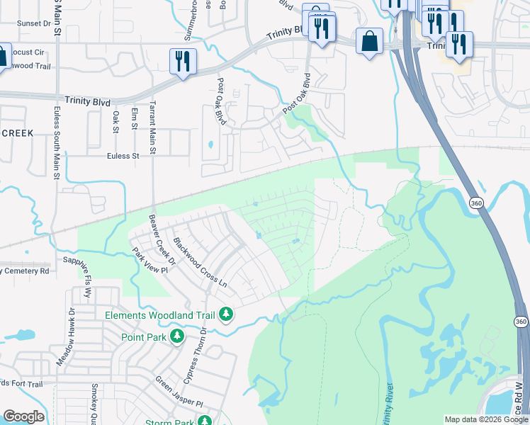 map of restaurants, bars, coffee shops, grocery stores, and more near 2091 Pine Grove Lane in Arlington
