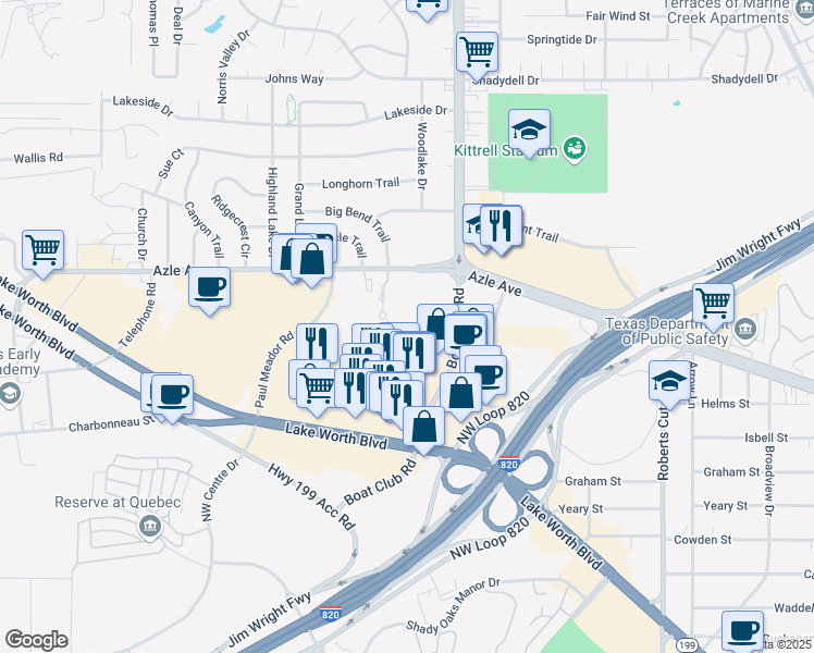 map of restaurants, bars, coffee shops, grocery stores, and more near 4041 Boat Club Road in Lake Worth