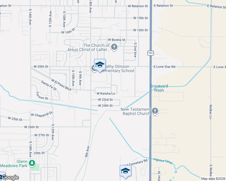 map of restaurants, bars, coffee shops, grocery stores, and more near 2245 South Mason Way in Safford