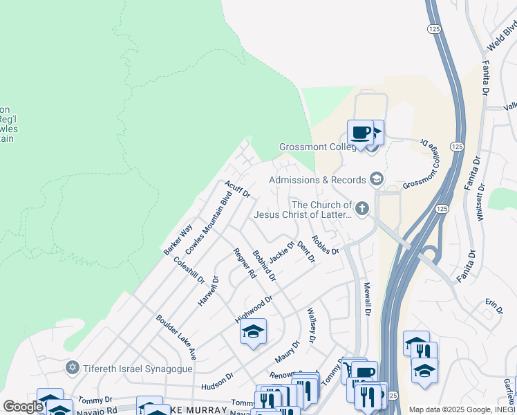 map of restaurants, bars, coffee shops, grocery stores, and more near 7389 Turnford Drive in San Diego
