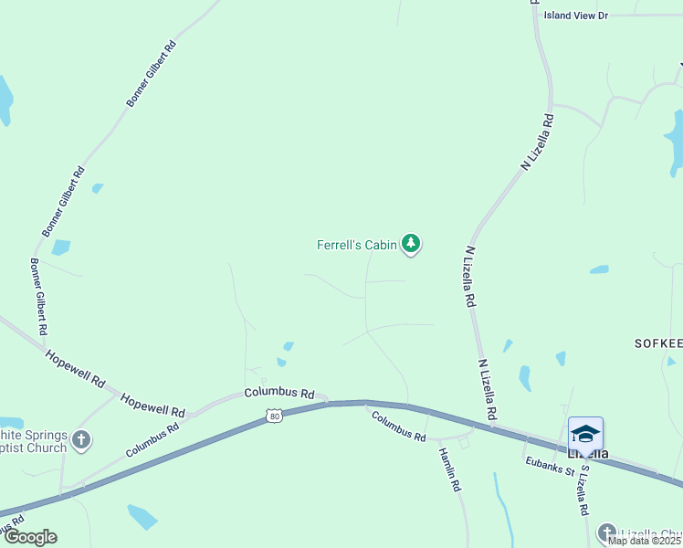 map of restaurants, bars, coffee shops, grocery stores, and more near 8521 Causey Court in Lizella