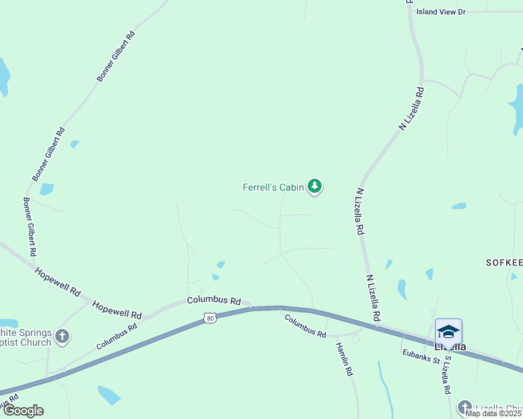 map of restaurants, bars, coffee shops, grocery stores, and more near 8521 Causey Court in Lizella