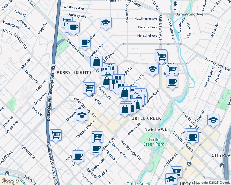 map of restaurants, bars, coffee shops, grocery stores, and more near 4023 Lemmon Avenue in Dallas