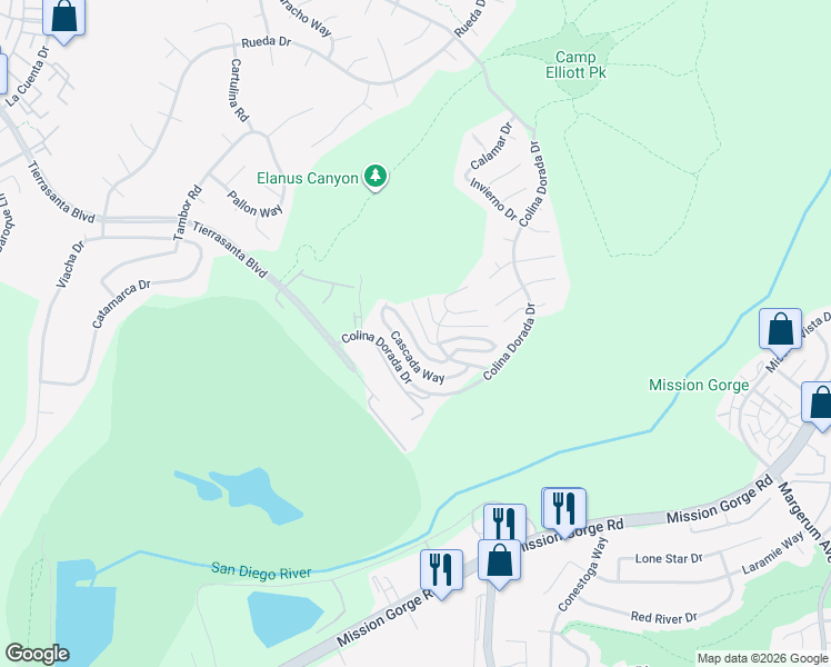 map of restaurants, bars, coffee shops, grocery stores, and more near 11446 Madera Rosa Way in San Diego