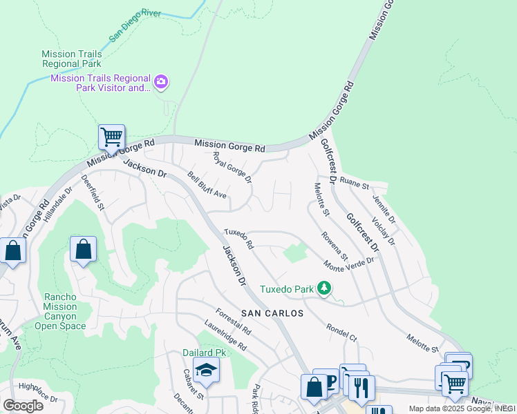 map of restaurants, bars, coffee shops, grocery stores, and more near 8078 Shady Sands Road in San Diego