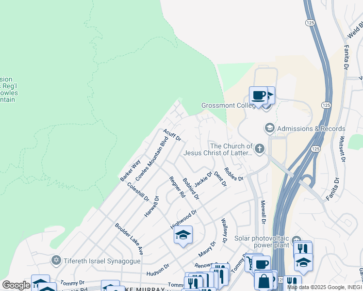 map of restaurants, bars, coffee shops, grocery stores, and more near 7388 Turnford Drive in San Diego