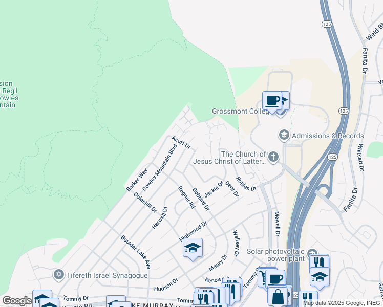 map of restaurants, bars, coffee shops, grocery stores, and more near 7388 Turnford Drive in San Diego