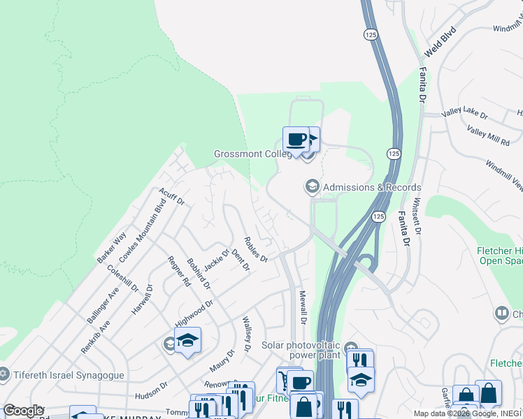 map of restaurants, bars, coffee shops, grocery stores, and more near 9327 Lake Murray Boulevard in San Diego