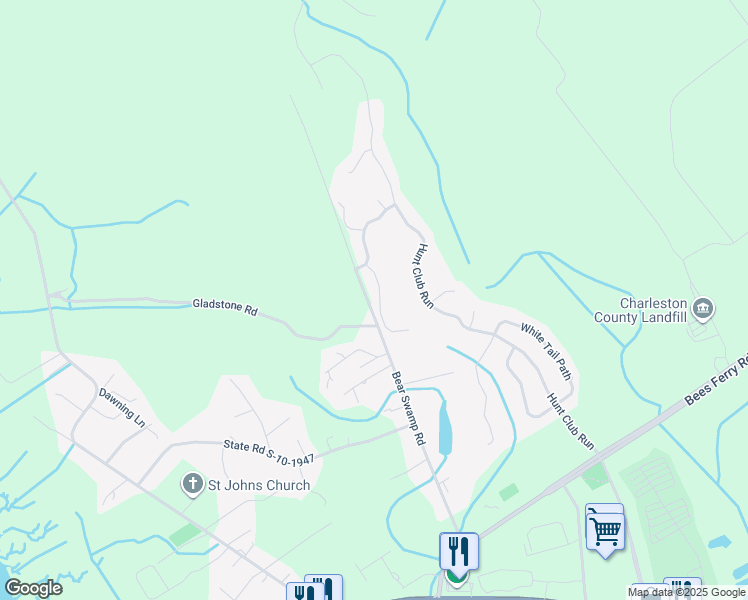 map of restaurants, bars, coffee shops, grocery stores, and more near 840 Bibury Court in Charleston