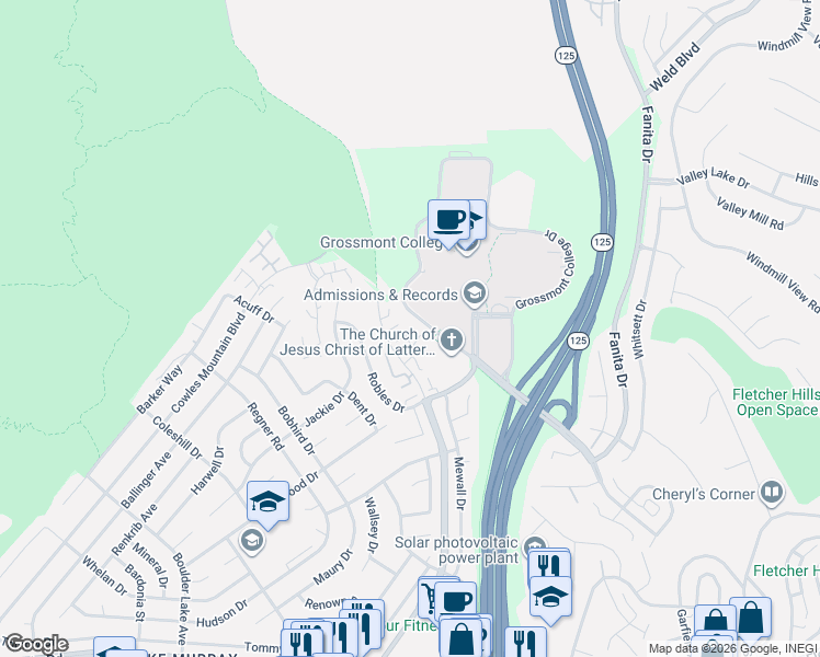 map of restaurants, bars, coffee shops, grocery stores, and more near 9327 Lake Murray Boulevard in San Diego