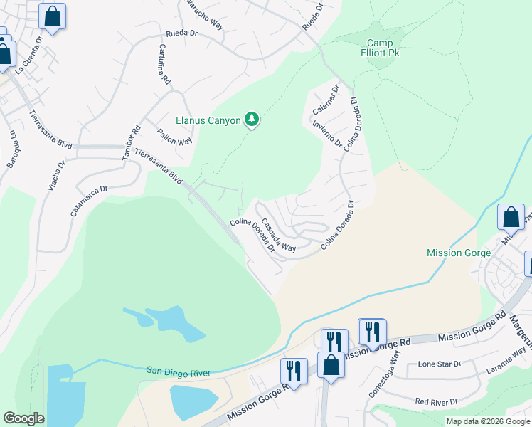 map of restaurants, bars, coffee shops, grocery stores, and more near 11423 Madera Rosa Way in San Diego