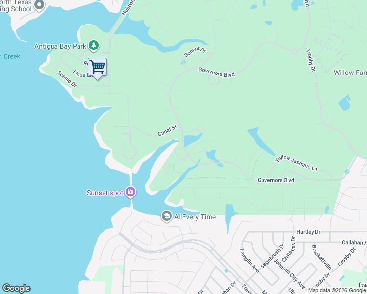 map of restaurants, bars, coffee shops, grocery stores, and more near Clubhouse Drive in Heath