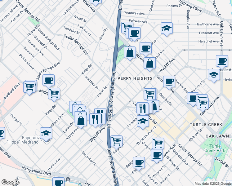 map of restaurants, bars, coffee shops, grocery stores, and more near 3083 Herschel Avenue in Dallas
