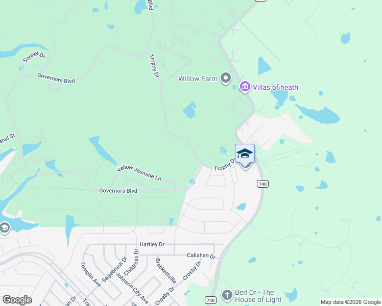 map of restaurants, bars, coffee shops, grocery stores, and more near 2608 Nandina Court in Heath