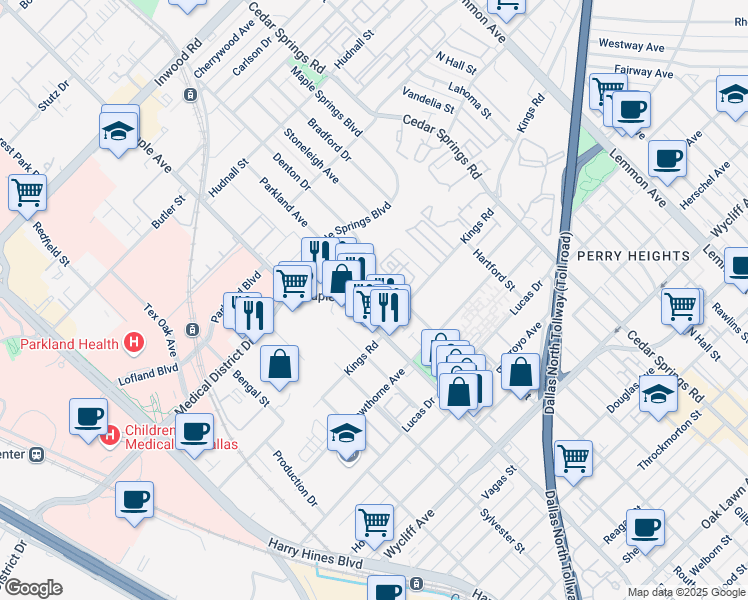 map of restaurants, bars, coffee shops, grocery stores, and more near 4730 Fairmount Street in Dallas