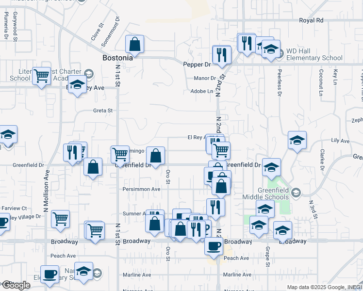 map of restaurants, bars, coffee shops, grocery stores, and more near 1228 Flamingo Avenue in El Cajon