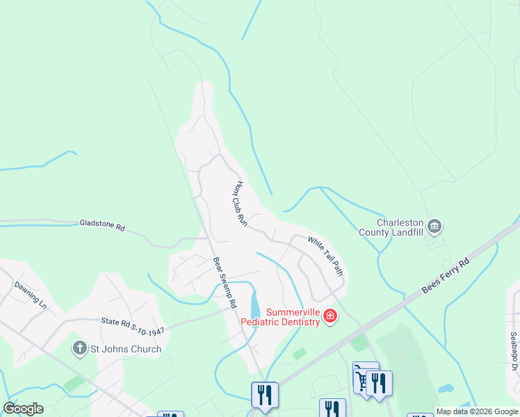 map of restaurants, bars, coffee shops, grocery stores, and more near 1220 Walleye Corner in Charleston