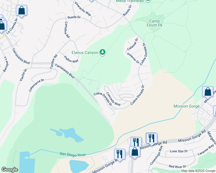 map of restaurants, bars, coffee shops, grocery stores, and more near 11407 Madera Rosa Way in San Diego