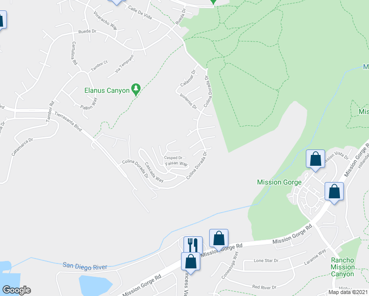 map of restaurants, bars, coffee shops, grocery stores, and more near 11606 Petirrojo Ct in San Diego