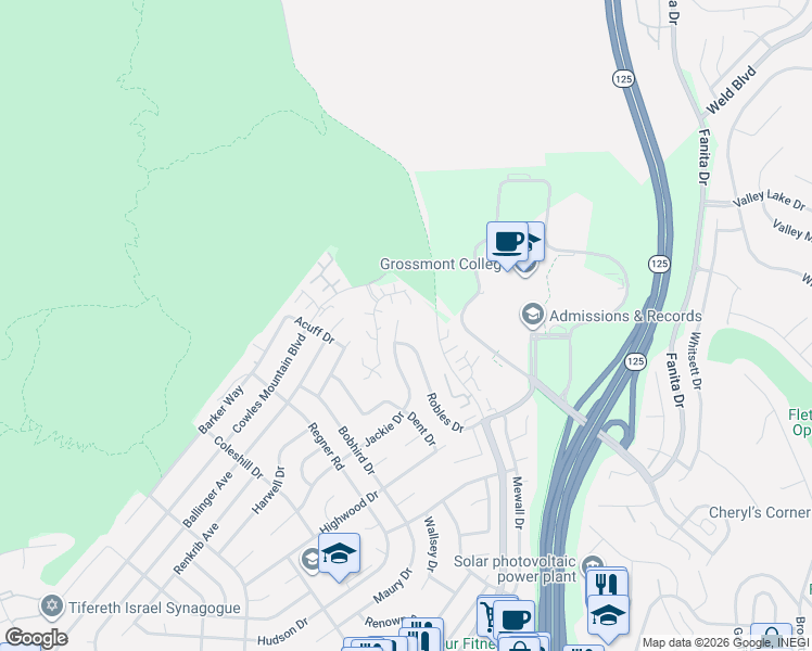 map of restaurants, bars, coffee shops, grocery stores, and more near 7565 Rainswept Lane in San Diego