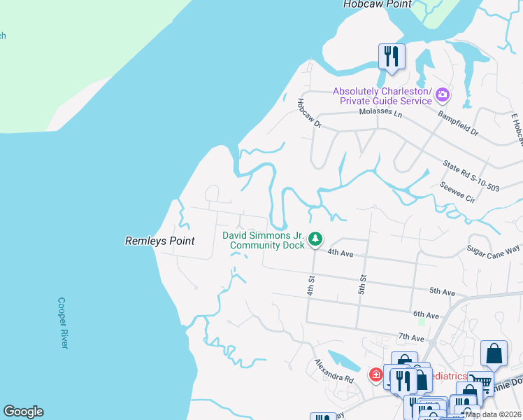 map of restaurants, bars, coffee shops, grocery stores, and more near 138 3rd Avenue in Mount Pleasant