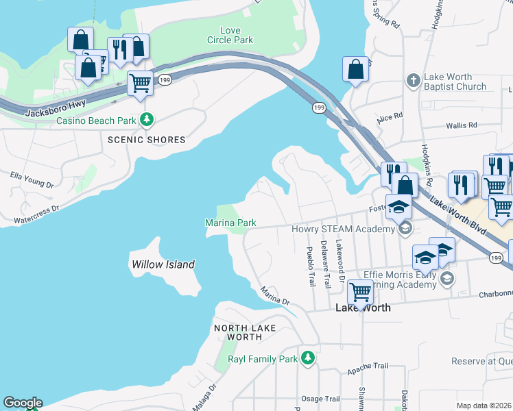 map of restaurants, bars, coffee shops, grocery stores, and more near 7509 Katie Joyce Court in Fort Worth