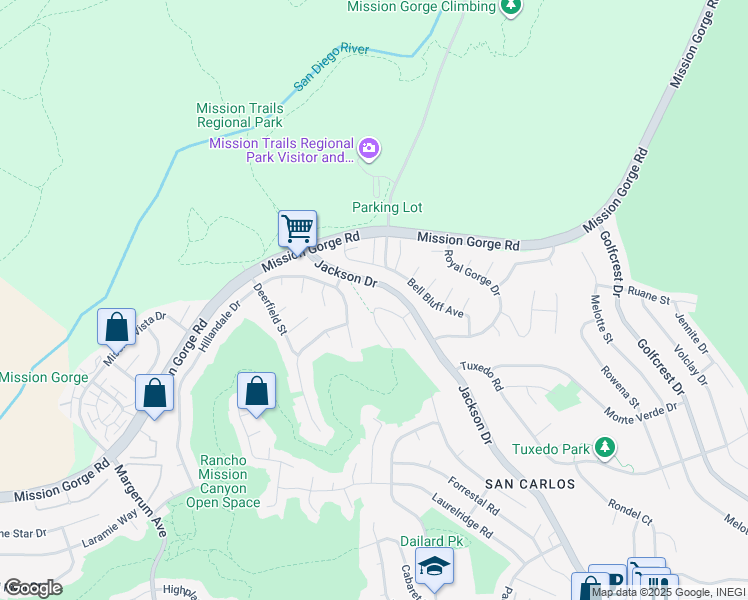 map of restaurants, bars, coffee shops, grocery stores, and more near 6660 Hemingway Drive in San Diego