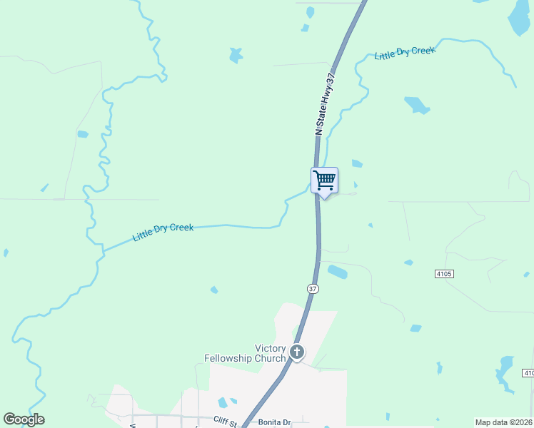 map of restaurants, bars, coffee shops, grocery stores, and more near North State Highway 37 in Quitman