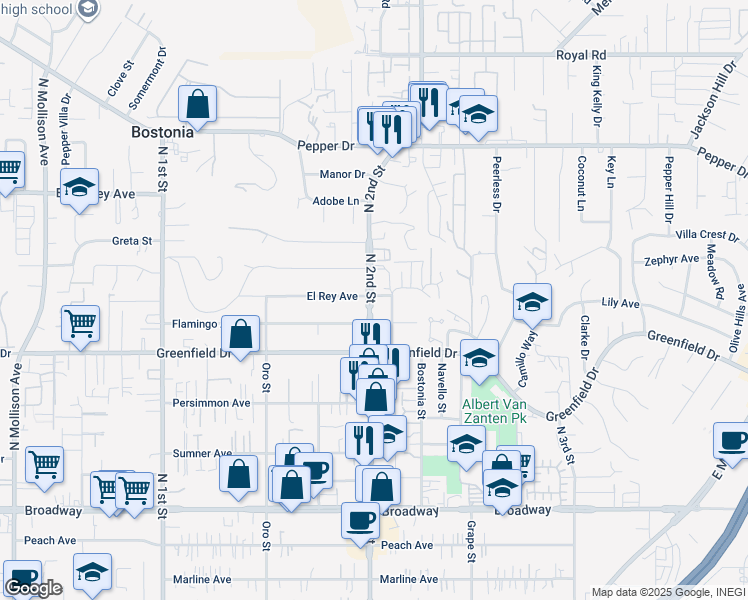 map of restaurants, bars, coffee shops, grocery stores, and more near 1483 N 2nd St in El Cajon