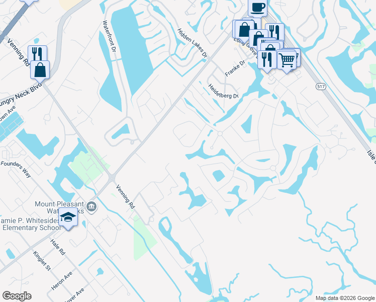 map of restaurants, bars, coffee shops, grocery stores, and more near 1244 Wild Olive Drive in Mount Pleasant