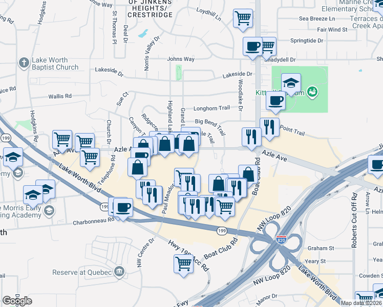 map of restaurants, bars, coffee shops, grocery stores, and more near 4041 Paul Meador Road in Lake Worth