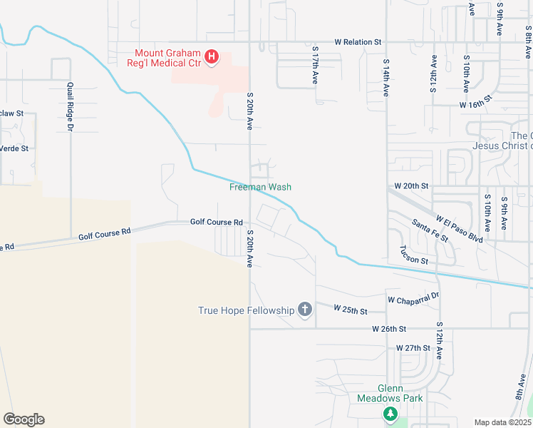 map of restaurants, bars, coffee shops, grocery stores, and more near 1933 West Pepper Tree Drive in Safford