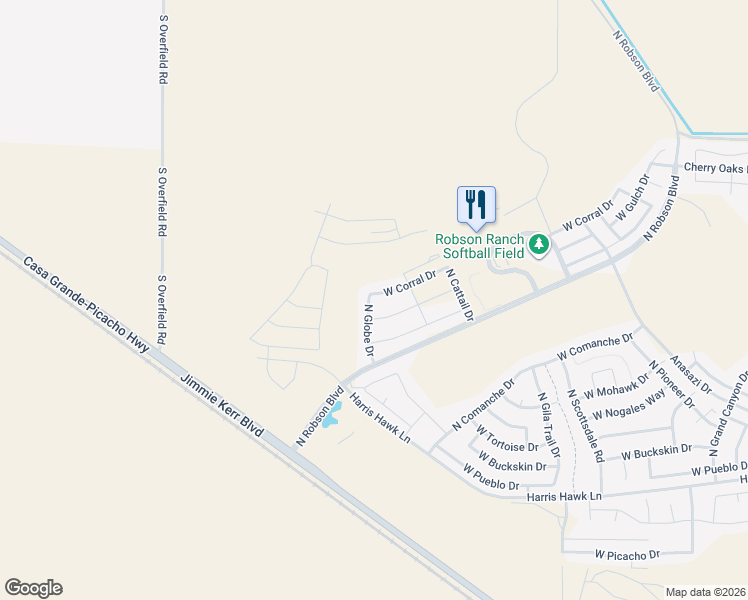 map of restaurants, bars, coffee shops, grocery stores, and more near 5598 North Globe Drive in Eloy