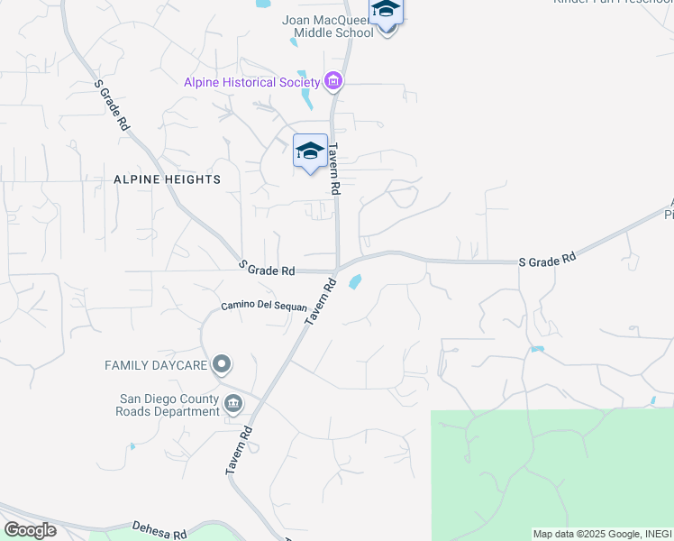 map of restaurants, bars, coffee shops, grocery stores, and more near South Grade Road & Tavern Road in Alpine