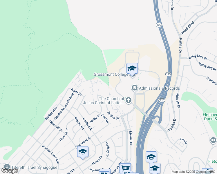 map of restaurants, bars, coffee shops, grocery stores, and more near 9494 Lake Murray Boulevard in San Diego