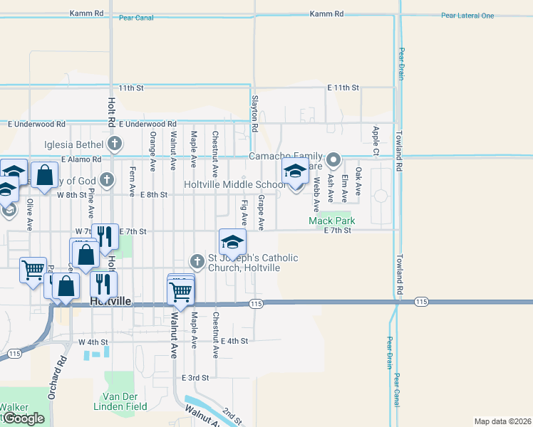 map of restaurants, bars, coffee shops, grocery stores, and more near 738 Brentwood Avenue in Holtville