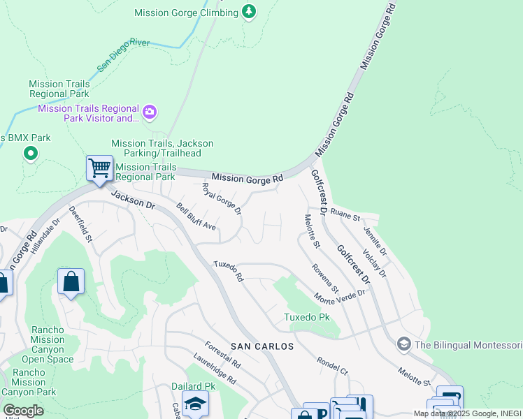 map of restaurants, bars, coffee shops, grocery stores, and more near 8148 Dicenza Lane in San Diego