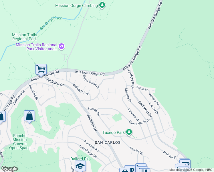 map of restaurants, bars, coffee shops, grocery stores, and more near 8148 Dicenza Lane in San Diego