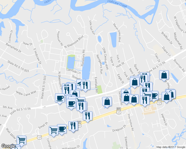 map of restaurants, bars, coffee shops, grocery stores, and more near 13 Boathouse Close in Mount Pleasant