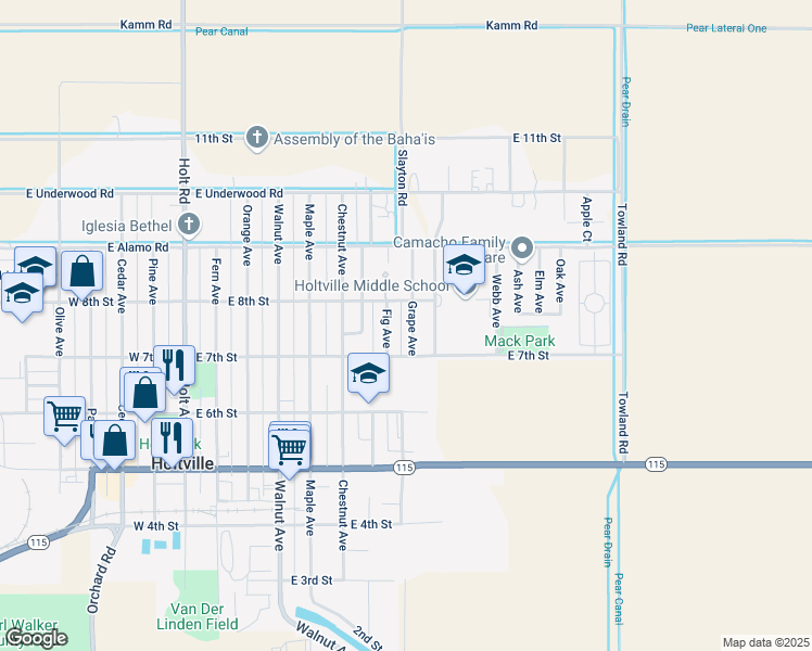 map of restaurants, bars, coffee shops, grocery stores, and more near 738 Brentwood Avenue in Holtville