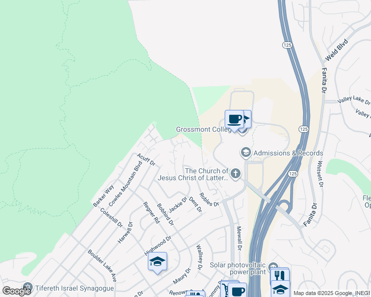 map of restaurants, bars, coffee shops, grocery stores, and more near 7551 Rainswept Lane in San Diego